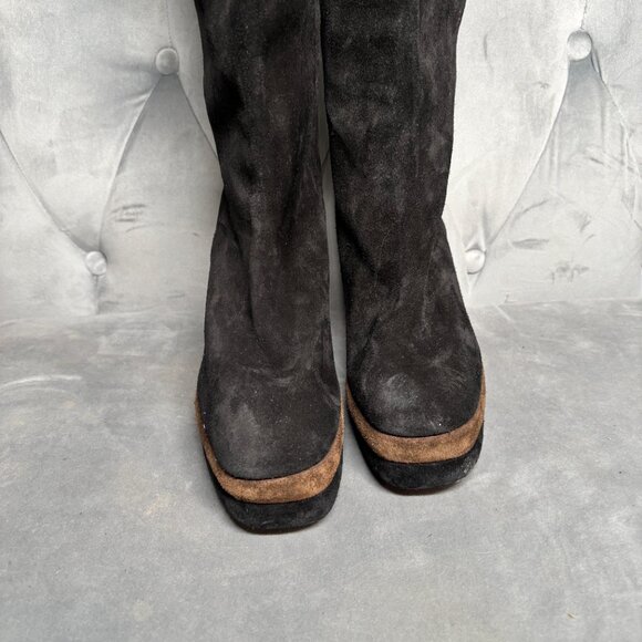 Tory Burch Black Suede Leather Platform Tall Boots – Women’s Size 7.5 - Picture 3 of 15